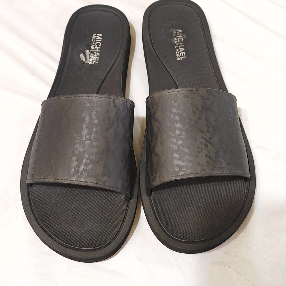 Michael Kors Black Logo Slide Sandals